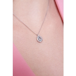 Collier en or blanc 18K avec aigue-marine taille goutte 7x5 mm 2