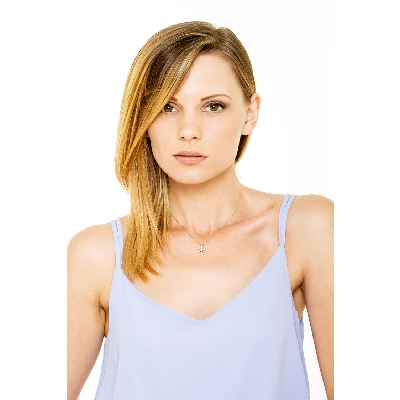 Collier en Or Blanc 18k avec Pendentif Fleur et Diamants Brillants