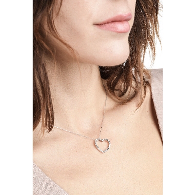 Collier cœur avec pendentif en or blanc 18k et diamants