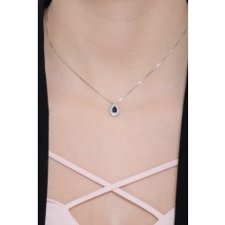 Collier en or blanc 750 avec diamants et saphir bleu 2