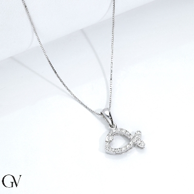 Collier en or blanc 18k avec pendentif baleine en diamants