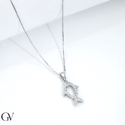 Collier en or blanc 18 carats avec poisson de diamants