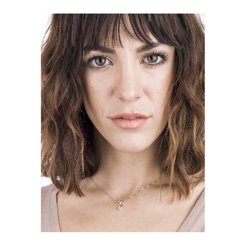 Collier solitaire en forme cœur or blanc 18k 