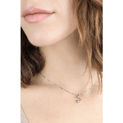 Collier solitaire en forme cœur or blanc 18k 