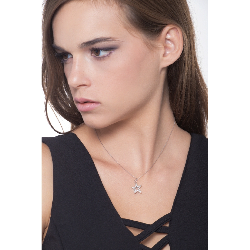 Pendentif étoile diamant en or blanc 18 carats