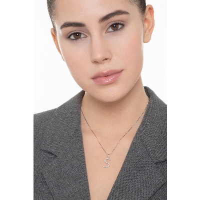 Pendentif lettre S collier femme or blanc et diamants 