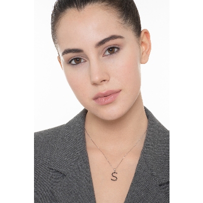 Collier pendentif personnalisé lettre S or blanc et diamants