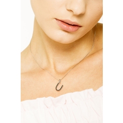 Collier pendentif personnalisé lettre U or blanc et diamants 2