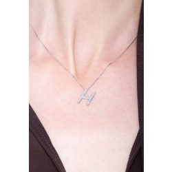 Collier en or blanc 18 carats avec chaîne et pendentif lettre H 2