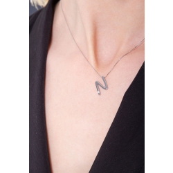Collier or blanc 18k lettre N diamant 2