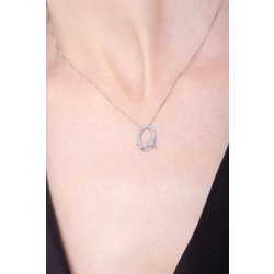 Collier or blanc 18k lettre Q diamant 2