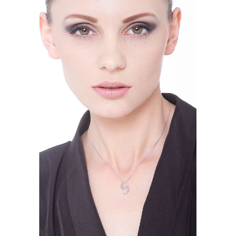 Collier personnalisé lettre S or blanc et diamants