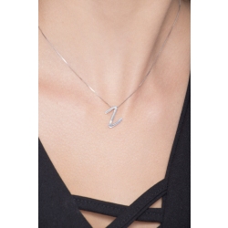 Collier en or blanc 18k avec pendentif lettre Z 2