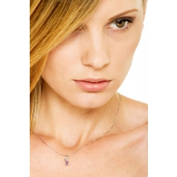 Collier en or blanc 18 carats avec pendentif améthyste ovale et diamants 2