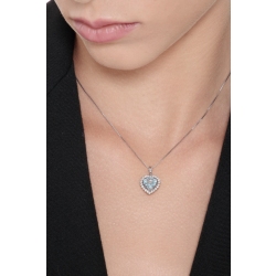 Chaîne en or blanc 18k avec pendentif cœur en aigue-marine et diamants 2