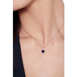 Collier femme en or blanc 18 carats serti d’un saphir bleu 2