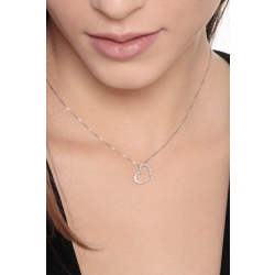 Collier pendentif cœur en or blanc avec diamants ct. 0,15 2