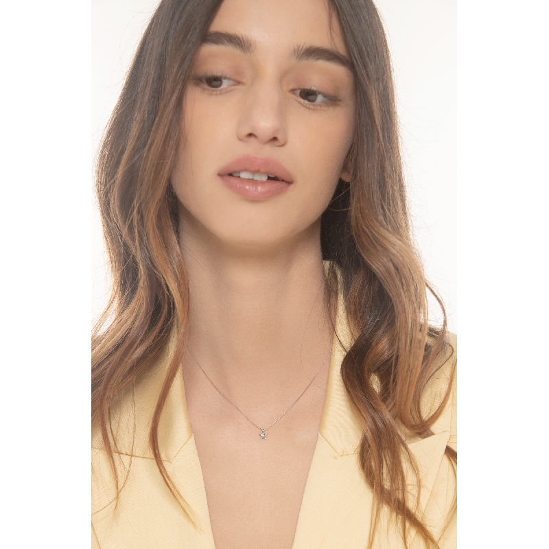 Collier or blanc 18k pendentif étoile diamant