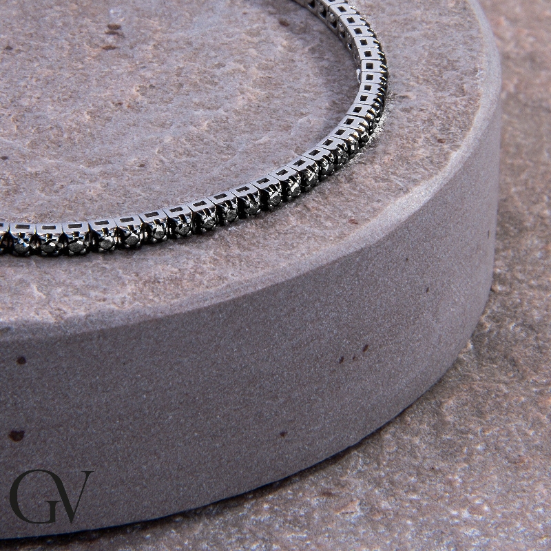 Bracelet Tennis en Or 18k avec Diamants Noirs