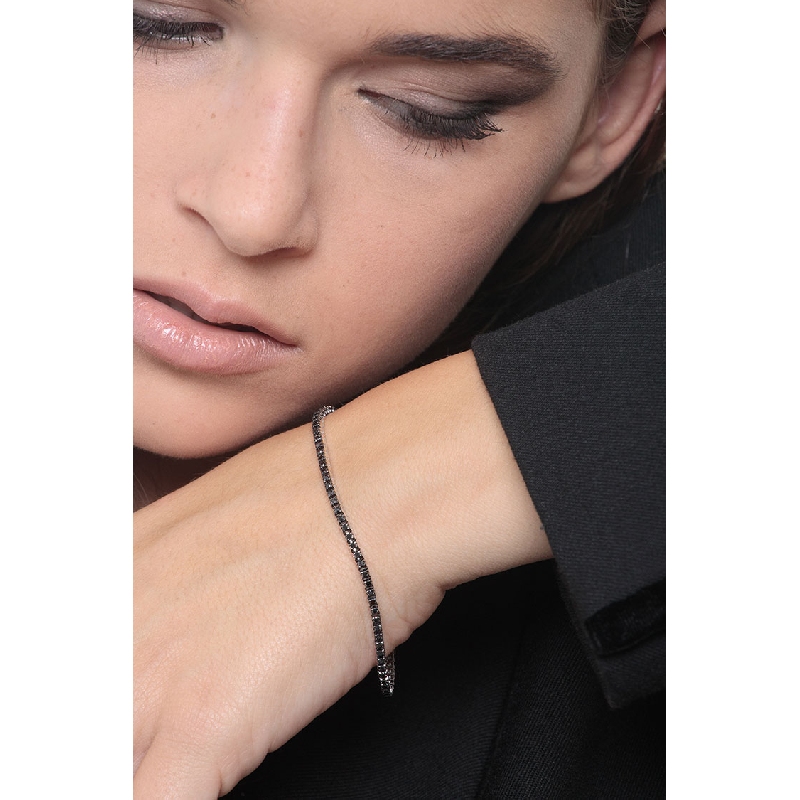 Bracelet Tennis en Or 18k avec Diamants Noirs