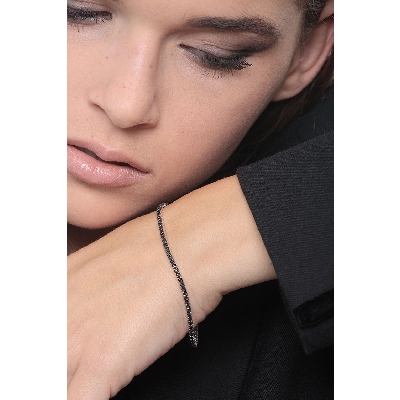 Bracelet Tennis en Or 18k avec Diamants Noirs