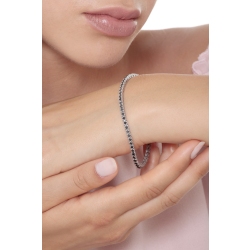 Bracelet Tennis Or Blanc 18k avec Diamants Noirs 2