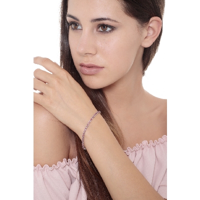 Bracelet Tennis Or Blanc 18k serti de Rubis éclatants