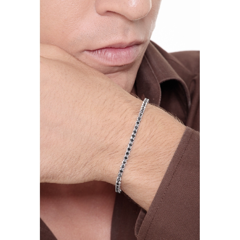 Bracelet Tennis Or 750 avec diamants noirs