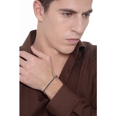 Bracelet Tennis en Or Blanc 18k avec Diamants Noirs sur Or Brun