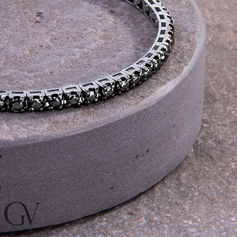 Bracelet en Or Blanc 18k avec Diamants Noirs