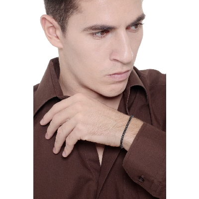 Bracelet en Or Blanc 18k avec Diamants Noirs