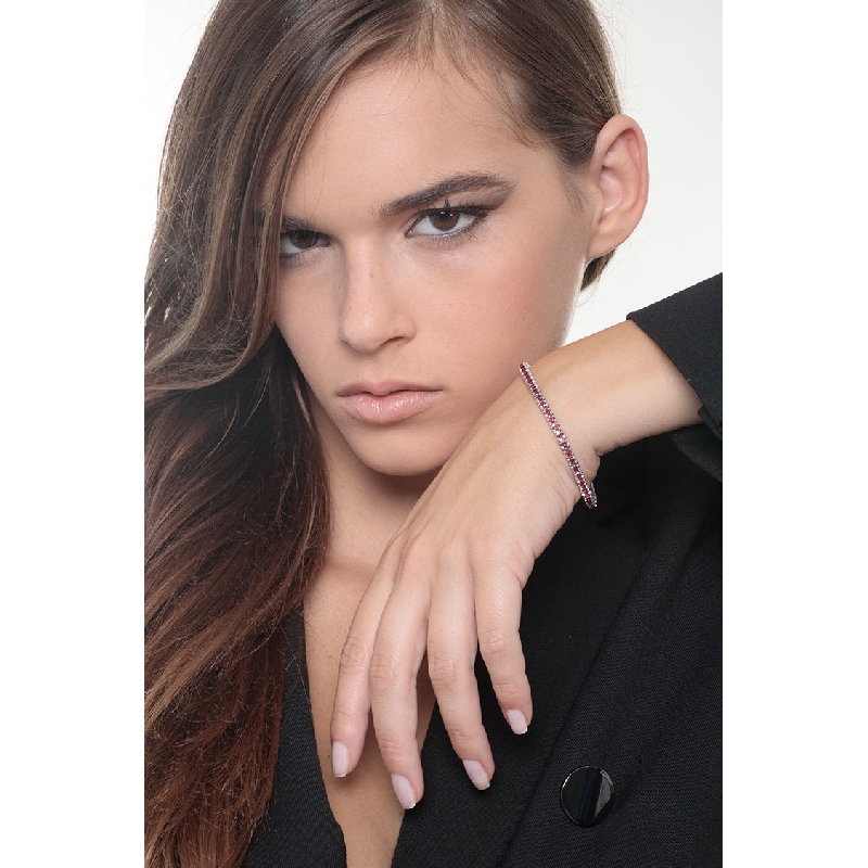 Bracelet Tennis en Or Blanc 18k avec Rubis Brillants