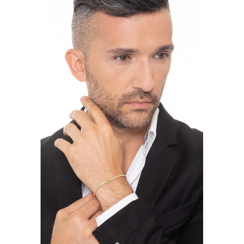 Bracelet carré en or jaune 18k serti de diamants