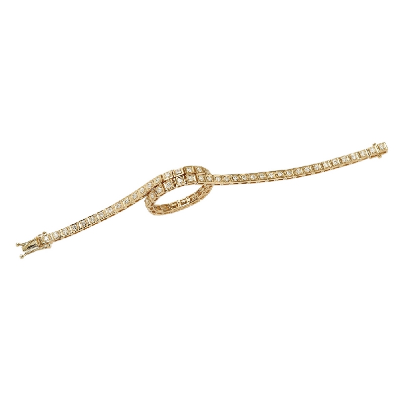 Bracelet de tennis en or jaune 18 carats serti de diamants 1.15ct