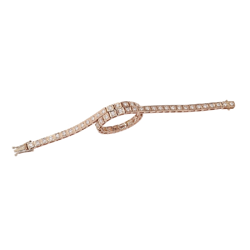 Bracelet Tennis Or Rose 18k diamants 