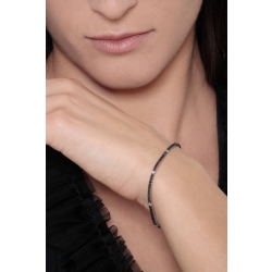 Bracelet Tennis Or Blanc 750 avec Diamants Noirs et Blancs 2