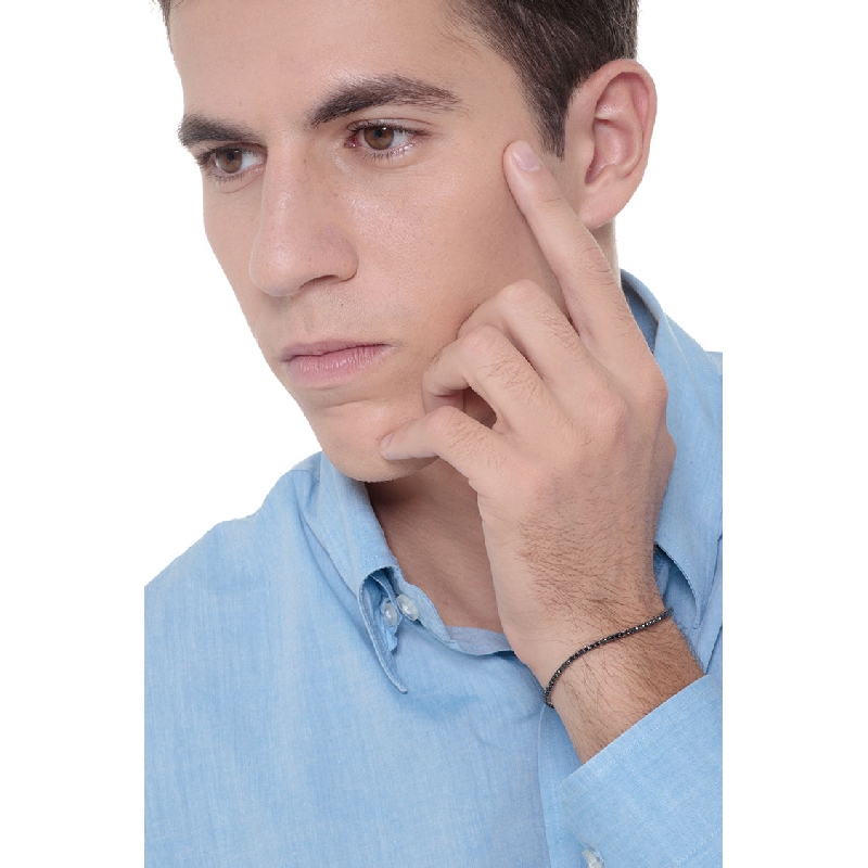 Bracelet Tennis en or blanc 18k avec des diamants noirs 