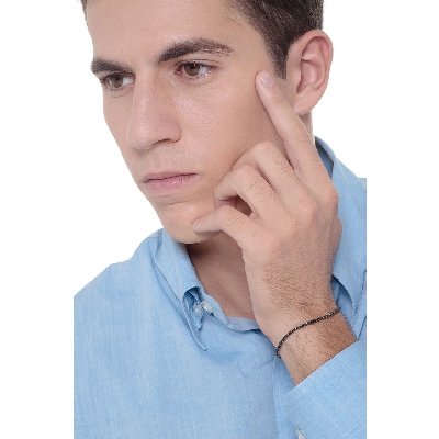 Bracelet Tennis en or blanc 18k avec des diamants noirs 