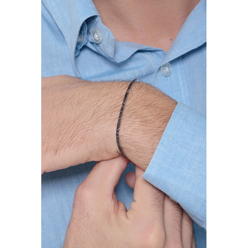 Bracelet Tennis en or blanc 18k avec des diamants noirs 