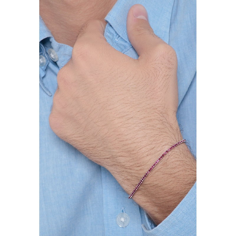 Bracelet Tennis en Or Blanc 18k avec Rubis