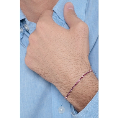 Bracelet Tennis en Or Blanc 18k avec Rubis