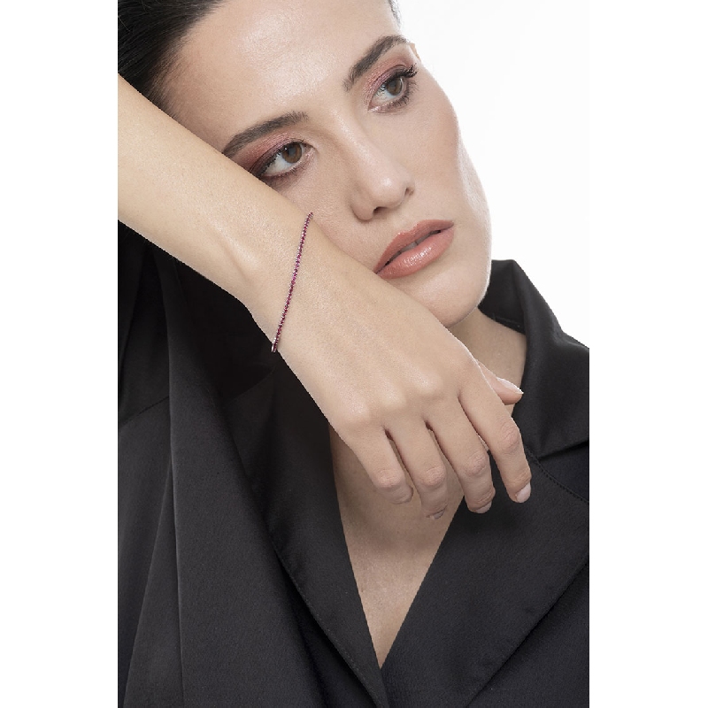 Bracelet Tennis en Or Blanc 18k avec Rubis