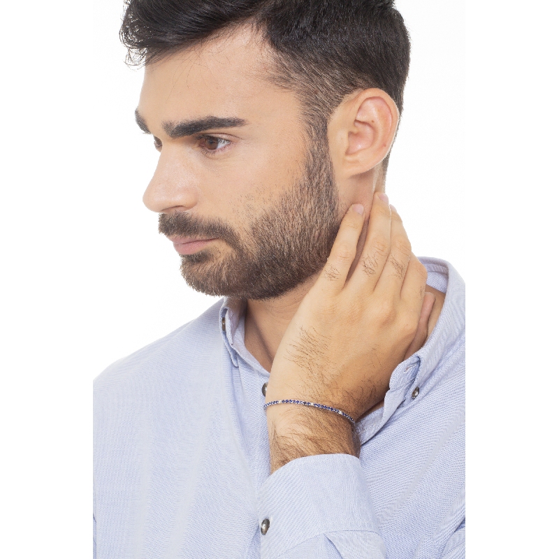 Bracelet Tennis en or blanc 18 carats avec des saphirs bleus et  diamants