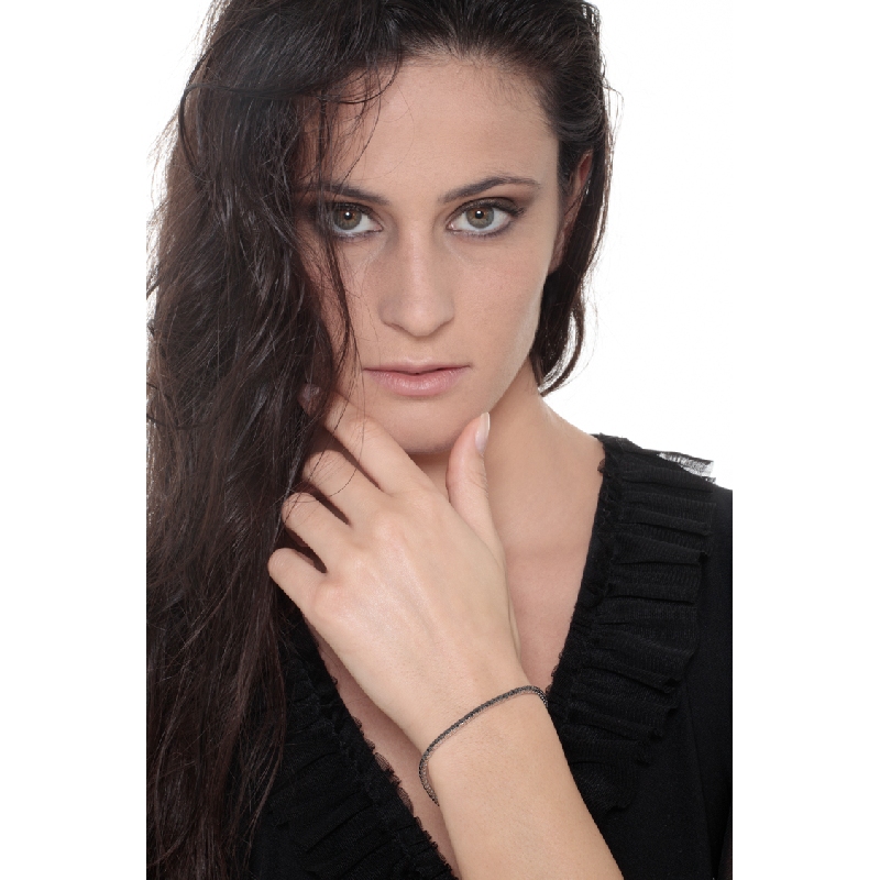 Bracelet en Or Blanc 18k avec Diamants Noirs 3,05 ct