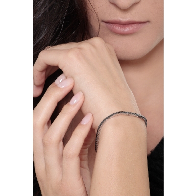 Bracelet en Or Blanc 18k avec Diamants Noirs 3,05 ct