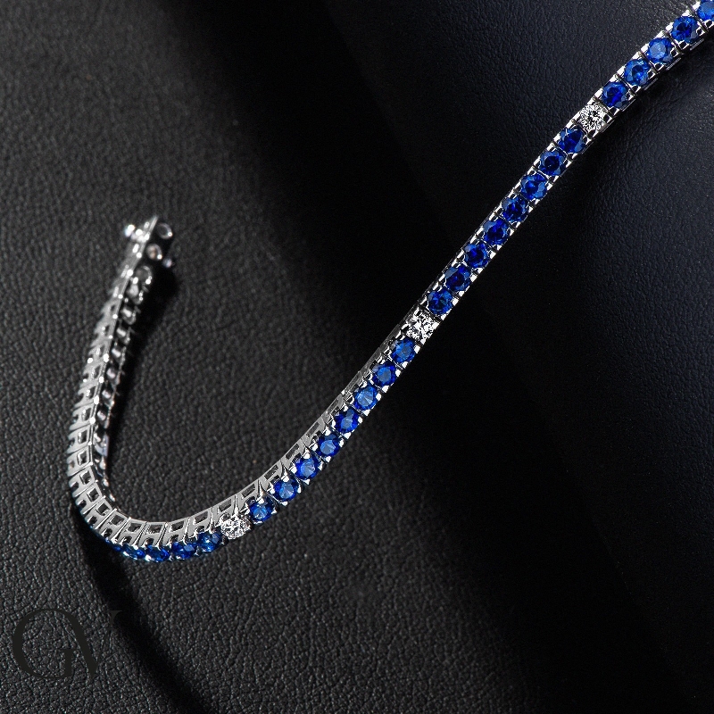 Bracelet en Or Blanc 750 Saphirs & Diamants