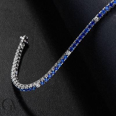 Bracelet en Or Blanc 750 Saphirs & Diamants