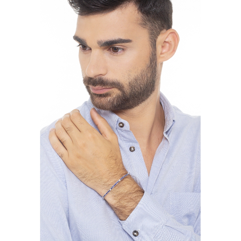 Bracelet en Or Blanc 750 Saphirs & Diamants