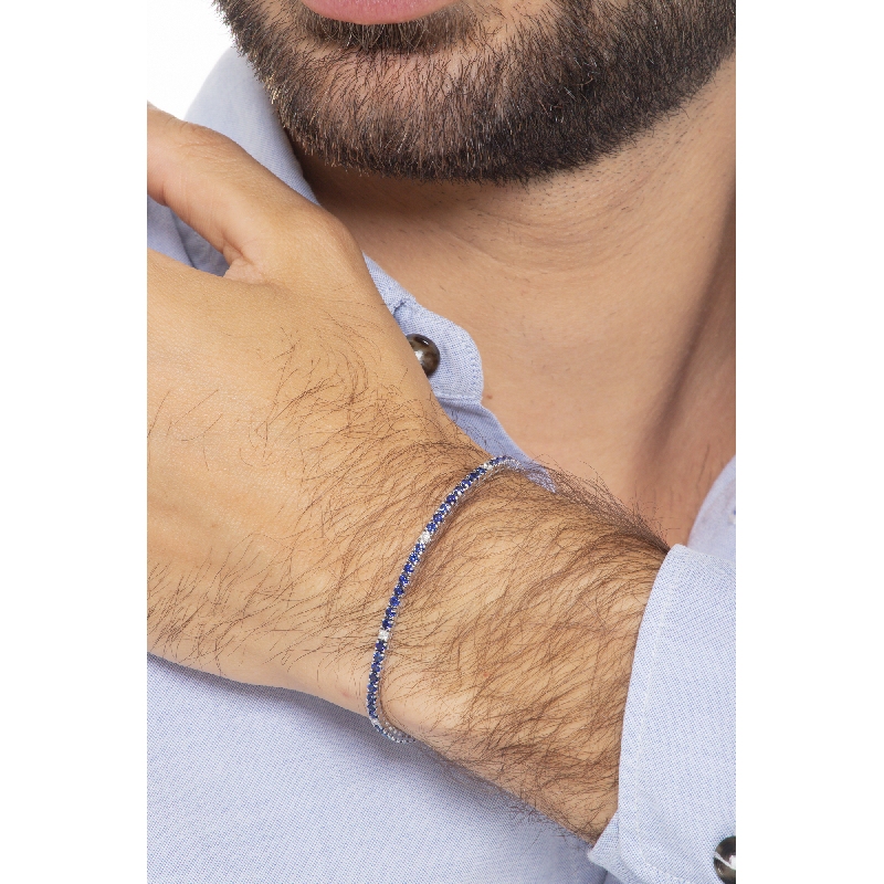 Bracelet en Or Blanc 750 Saphirs & Diamants