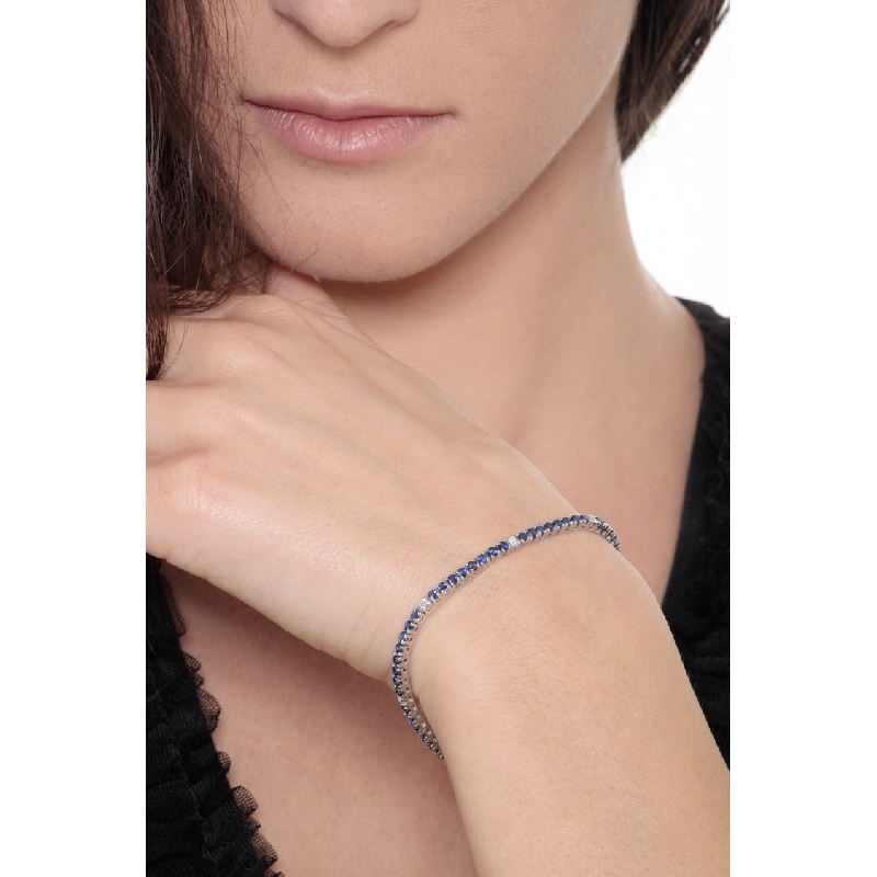 Bracelet en Or Blanc 750 Saphirs & Diamants